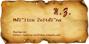 Málics Zoltána névjegykártya